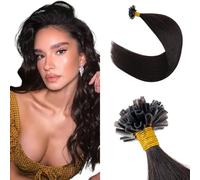 Silk-co U Tip Pre Bonded Hair Extensions Strands Keratin Nail Tip Straight Human Hair Extensions U tip Real Remy Hair 50 Strands Keratin Nail Til 16"-50g #1B Natural Black