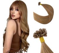 Silk-co U Tip Pre Bonded Hair Extensions Strands Keratin Nail Tip Straight Human Hair Extensions U tip Real Remy Hair 50 Strands Keratin Nail Til 18"-50g #06 Light Brown