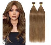 Silk-co U Tip Pre Bonded Hair Extensions Strands Keratin Nail Tip Straight Human Hair Extensions U tip Real Remy Hair 100 Strands Keratin Nail Til 18"-100g #06 Light Brown