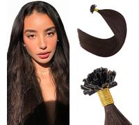 Silk-co U Tip Pre Bonded Hair Extensions Strands Keratin Nail Tip Straight Human Hair Extensions U tip Real Remy Hair 50 Strands Keratin Nail Til 20"-50g #02 Dark Brown