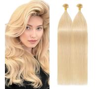 Silk-co U Tip Pre Bonded Hair Extensions Strands Keratin Nail Tip Straight Human Hair Extensions U tip Real Remy Hair 100 Strands Keratin Nail Til 22"-100g #24 Natural Blonde