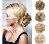 Silk-co Updo Hairpiece Scrunchy Scrunchie Hair Bun 35g Ribbon Ponytail Extensions Wavy Curly Messy Donut Chignons Hair Piece Bleach Blond