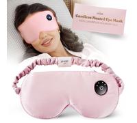 Silk Cordless Heated Eye Mask for Dry Eyes - Heating Warm Electric Eye Mask for Dry Eyes Hot Moist Compress Heating Pad for Dry Eyes, Blepharitis, Chalazion, Stye - USB Rechargeable Sleep Mask - Pink
