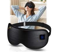 Silk Cordless Heated Eye Mask for Dry Eyes,Light Blocking Warm Eye Compress Sleep Mask with 3 Heat Settings, Washable Heating Pad for Migraine,Travel, Rechargeable, Men Women (mask-Black)