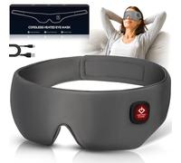 Silk Cordless Heated Eye Mask, Washable Sleep Mask Warm Compress Mask Soft Pressure Free Shade Blindfold Electric Eye Heating Pad for Blepharitis Sinus Stye Gifts for Men Women (Grey)