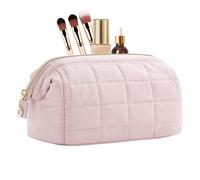 Silk Cotton Makeup Bag 9.06x5.91x4.53 Inches, Portable Travel Toiletry Organizer, Large Capacity Waterproof Cosmetic Case with Design A, pink, Please refer to the description, Please refer to