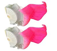 Silk Dance Fans | Silk Performance Dance Fans | Belly Dance Fans | 1 Pair of Gradient Artificial Silk Fan Veils | Colorful Belly Dance Fans For