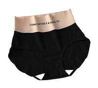 Silk Dress Size 6 Women's Solid Color High Waist Belly Slimming High Stretch Edge Seamless Hip Lift Casual Underwear Lane 14 16 New (Black, M)