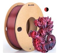 Silk Dual Colour PLA+ 3D Printer Filament 1.75 mm, No Tangle Shiny Filament Net Weight 250 g Spool (0.55 lbs), 2-in-1 Silk PLA Pro Plus, Black + Red