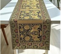 Silk Elephant Black Table Runner - Fall Decor for Dining Table, Coffee Table & Kitchen Decor, Ethnic Home Decor Table Cloth Runner (60x16 Inches)