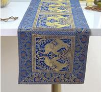 Silk Elephant Blue Christmas Table Runner - Fall Decor for Dining Table Kitchen Decor,Coffee Table Cloth Home Decor for Thanksgiving Party Decoration (60x16 Inches)