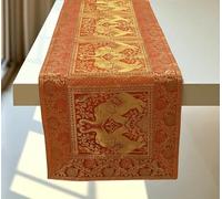 Silk Elephant Orange Table Runner - Fall Decor for Dining Table, Coffee Table & Kitchen Decor, Ethnic Home Decor Table Cloth Runner (60x16 Inches)