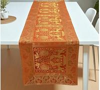 Silk Elephant Table Runner, Boho Indian Dining Table Decor, 60 X 16 Inches