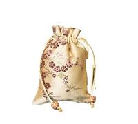 Silk Embroidered Drawstring Jewelry Pouch