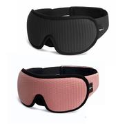 Silk Eye Mask 3D Sleeping Mask Blocking Light Sleep Eye Mask Memory Foam Eyeshade Soft Padded Travel Sleeping Aid Suitable for Nighttime, Travelling, Napping, Medit(2PC-Black and Pink)