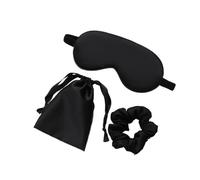 Silk Eye Mask 3Pcs Set Women Imitated Silk Sleep Eye Mask Eye Patches Face Mask Eyeshade Blindfold Travel Rest Eye Cover Night Eyeshade Suitable for Nighttime, Travelling, Napping, Medit(Black)
