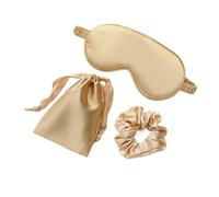 Silk Eye mask 3Pcs Set Women Imitated Silk Sleep Eye Mask Eye Patches Face Mask Eyeshade Blindfold Travel Rest Eye Cover Night Eyeshade(Gold)