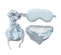 Silk Eye mask 4Pcs Eye Mask Hair Rope Set Silk Sleeping for The Night Women Men Adult Relax Soft Nap Cover Rest Blindfolds Travel Silk Eye mask for Sleeping(Blue)