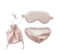 Silk Eye Mask 4Pcs Eye Mask Hair Rope Set Silk Sleeping Mask for The Night Women Men Adult Relax Soft Nap Eye Cover Rest Blindfolds Travel(Flesh Pink)