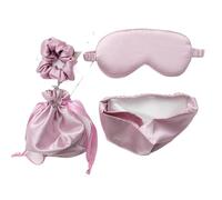 Silk Eye mask 4Pcs Eye Mask Hair Rope Set Silk Sleeping Mask for The Night Women Men Adult Relax Soft Nap Eye Cover Rest Blindfolds Travel(Taro Purple)