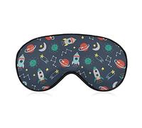 Silk Eye Mask Astronauts and Satellites from Outer Space Art Sleeping Mask D Eye Cover for Travel/Naps/Yoga/Plane/Night, Sleeping Eye Mask Eye Cover with Adjustable Strap