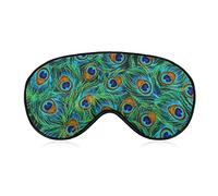 Silk Eye Mask Beautiful Peacock Feathers Art Sleeping Mask 3D Eye Cover for Sleeping Travel Shift Work & Meditation, Lunch Break Traveling Sleeping Eye Mask Cover