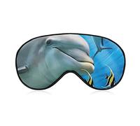 Silk Eye Mask Dolphin Blue Ocean Underwater World Art Sleeping Mask 3D Eye Cover for Sleeping Travel Shift Work & Meditation, Lunch Break Traveling Sleeping Eye Mask Cover