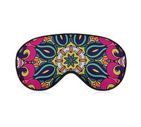 Silk Eye Mask Ethnic Tribal Pattern Sleep Mask Blindfold Eyeshade for Travel/Naps/Yoga/Plane/Night, Lunch Break Traveling Sleep Eye Mask Cover with Adjustable Strap