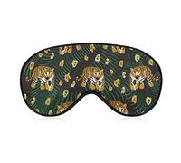 Silk Eye Mask Fierce Tiger Walking in Tropical Palm Tree Banana Leaves Art Sleep Mask D Eye Cover for Travel/Naps/Yoga/Plane/Night, Sleeping Eye Mask Eye Cover with Elastic Band