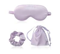 Silk Eye Mask for Sleeping for Women and Girls, Silk Sleep Eye Mask Set with Adjustable Strap, Lightweight and Breathable, Perfect for Travel, Nap, or Nighttime Use (Purple)
