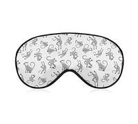 Silk Eye Mask Gray Monkeys Pattern Sleep Mask Eye Cover for Games Party Sleeping Travel, Sleeping Eye Mask Eye Cover with Elastic Band
