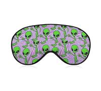 Silk Eye Mask Green Alien Art Sleep Mask Eye Cover for Games Party Sleeping Travel, Sleeping Eye Mask Eye Cover with Elastic Band