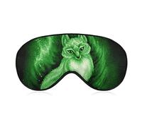 Silk Eye Mask Green Galaxy Lemental Fox Kitsune Art Sleeping Mask 3D Eye Cover for Travel/Naps/Yoga/Plane/Night, Sleeping Eye Mask Eye Cover with Adjustable Strap