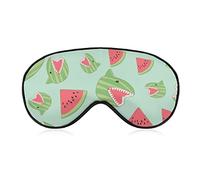 Silk Eye Mask Shark Watermelon Funny Art Sleeping Mask 3D Eye Cover for Travel/Naps/Yoga/Plane/Night, Lunch Break Traveling Sleeping Eye Mask Cover with Adjustable Strap