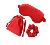 Silk Eye Mask Sleeping Mask Silk Eye Night Mask Sleep Band Aid Eyes Cover Sort Patches for Women Blindfold Health Breathing Relax Nap Bandage(Red 3Pcs)