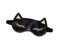 Silk Eyeshade for Women and Adjustable Buckle | Cute Sleep Mask, Black Cat Style, Lightweight Home and Travel Use, Helps Ease Eye Fatigue