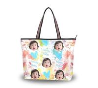 silk fabric zippered tote for women reusable Customized picture on summer handbags for women (senario) Size15.7 x 11.4 Watercolor Abstract Splash-ink Colorful