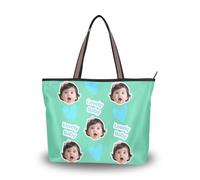 silk fabric zippered travel tote bags stylish Customized picture on womens purses and handbags (senario) Size15.7 x 11.4 Medium Aqua Marine Solid Color Pure Plain