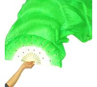 Silk Fans,Belly Dance Fans 1.5m Dance Kung Fu Tai Chi Square Dancing Fan Stage Performance Props Party Festival DIY Supplies Decor(Green)