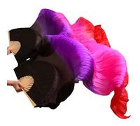 Silk Fans,Belly Dance Fans Belly Dance Silk Fans Hand Dyed Silk 1 Pair Of Belly Dancing Fans Black + Red Orange +Yellow(Sky blue)