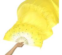 Silk Fans,Belly Dance Fans Fan For Dancing 1.5m Imitation Silk Dance Kung Fu Tai Chi Fan Stage Performance Props Decor Wedding Hand Fans(Yellow)