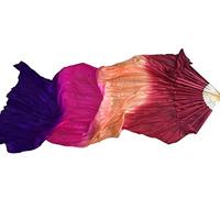 Silk Fans,Belly Dance Fans Long Fan Veil Women Bellydance Silk Fan Veil Pairs Professional Black White Dance Silk Veil Adults(3,210X90CM)