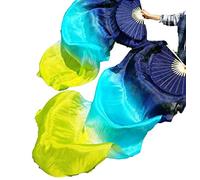 Silk Fans,Belly Dance Fans Long Fan Veil Women Bellydance Silk Fan Veil Pairs Professional Black White Dance Silk Veil Adults(Purple,120X90CM)