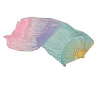Silk Fans,Belly Dance Fans Long Fan Veil Women Bellydance Silk Fan Veil Pairs Professional Black White Dance Silk Veil Adults(A,250X90CM)