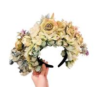 Silk Felt Flower Hairbands Multi-layer Large Wide Hairband Ladies Flower Crown Headpieces for Women Girls Hair Accessories(Color1)