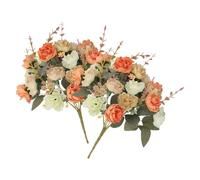 Silk Floral Centerpiece - 2 Artificial Table Bouquets Home Decor Elegant Fake Flower Display Decorative Ideas | Versatile Home Decor for