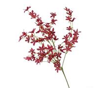 Silk Flower Stem Resembling Oncidium with Lilac Blooms for Wedding Welcome Sign Stand and Counter Display (burgundy)