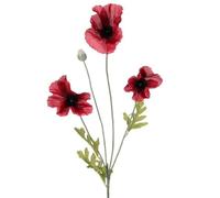 Silk Flowers Flame Red Poppy Stem 63cm
