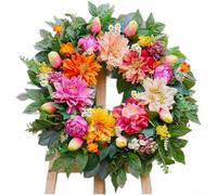 Silk for dahlia Wreath for Hotel Window Door Hanging Decor Silk | Realistic leaf veins, intricate edge details, enhanced visual authenticity, natural autumn look