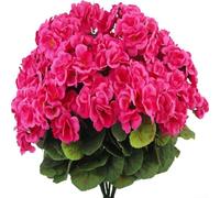 Silk Geraniums for Indoor and For Outdoor Decor 3 Bundles of Realistic Artificial Flowers for Your Home (Rose Red)